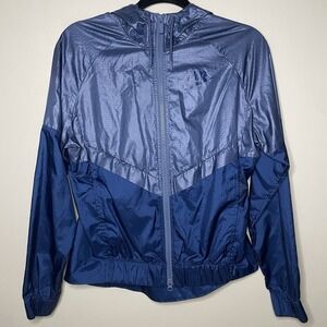 Nike Lightweight Windbreaker Jacket Hooded Blue Full Zip Women's Small